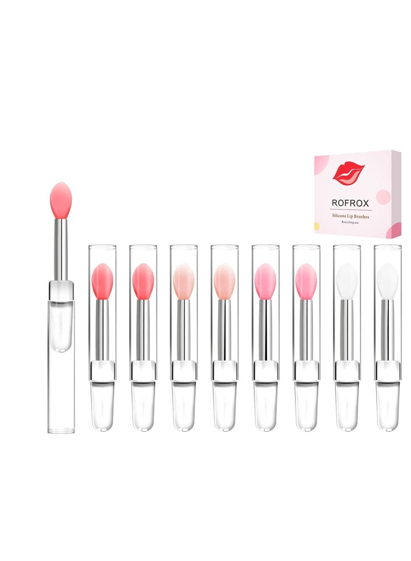 ROFROX Silicone Lip Brushes Tool, Lipstick Applicator Brushes with Caps for Makeup Beauty Brushes, Eyeshadow Lip Brush for Applying Mask Oil, Lipstick Lip Gloss, 8pcs/box Multi-colored - Image 1