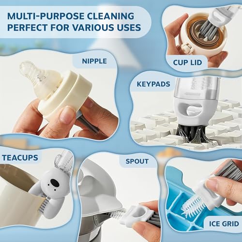 ANSOTHIN Cup Lid Cleaning Brush, Multifunctional Set with 3 in 1 Lid Cleaner and Two 4 in 1 Cup Lid Cleaning Brushes, Cleaning Brush Tool for Bottles, Straws, Tumblers, Travel Mug Caps, Portable Kit (Blue) - Image 5