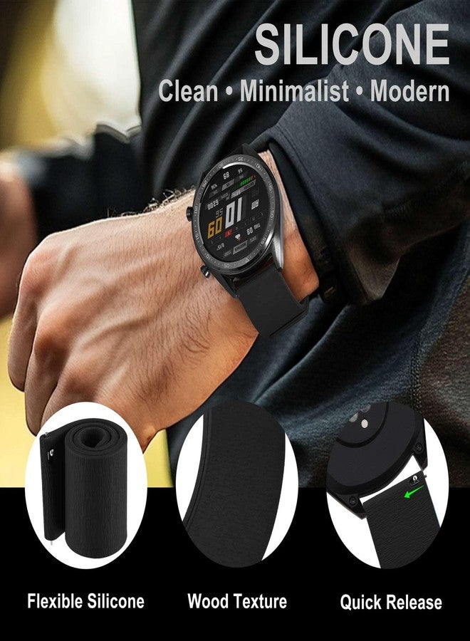 WOCCI 22mm Magnetic Watch Band, Wood Grain Silicone, Quick Release (Black) - Image 4