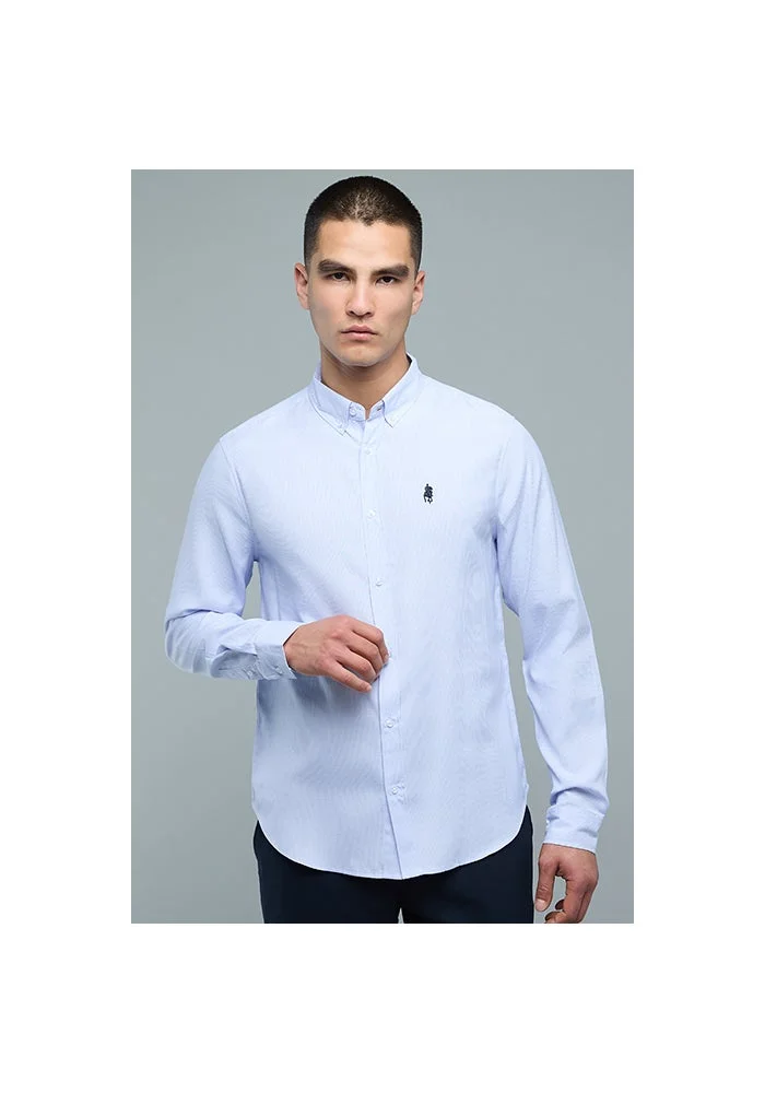 R&b Checked Shirt with Button-Down Collar and Long Sleeves