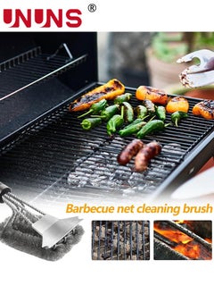 UNUNS Grill Cleaning Brush,2-In-1 Grill Brush And Scraper,BBQ Brush For Grill,Safe Wire Scrubber,Universal Fit BBQ Cleaner Accessories,Barbecue Triple Scrubbers Cleaning Brush For Charcoal Grilling Grates  - Image 5