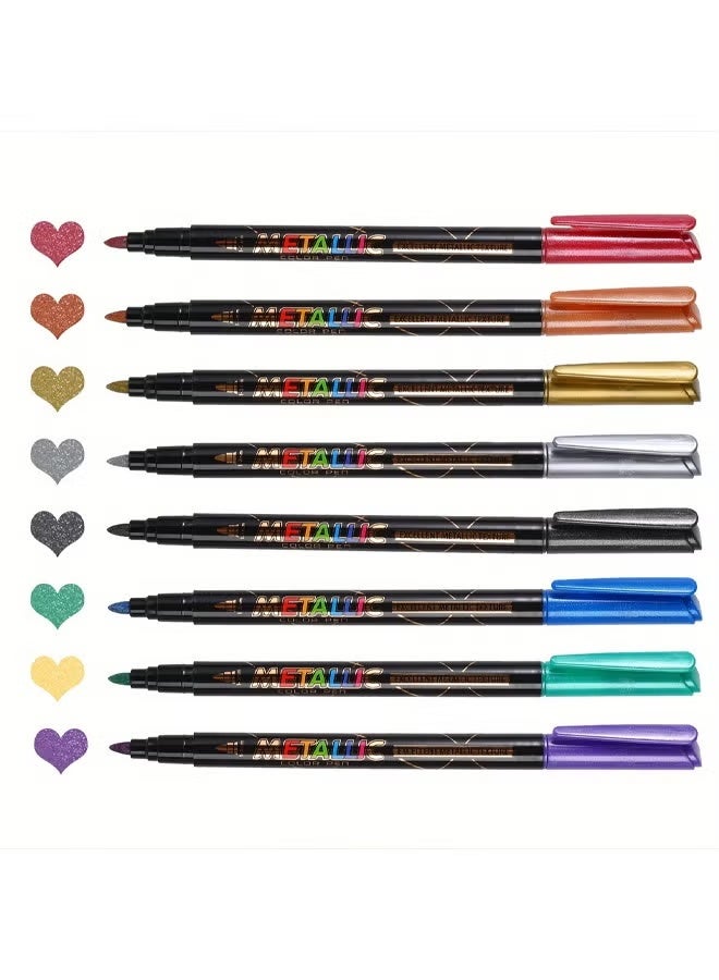 nookly 12 Metallic Color Water-Based Markers, 1mm Fine Tip Quick-Drying Vibrant Colors, Art Sketch Journaling Scrapbooking DIY Crafts Holiday Gifts School Stationery - Image 4