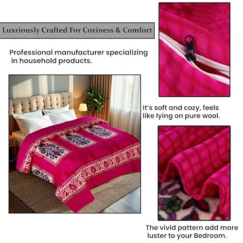 CHANDRAVATI Fleece|| Quilt Cover/Duvet Cover/Rajai Cover/Blanket Cover for Winters (GC-Pink, 60x90) - Image 4