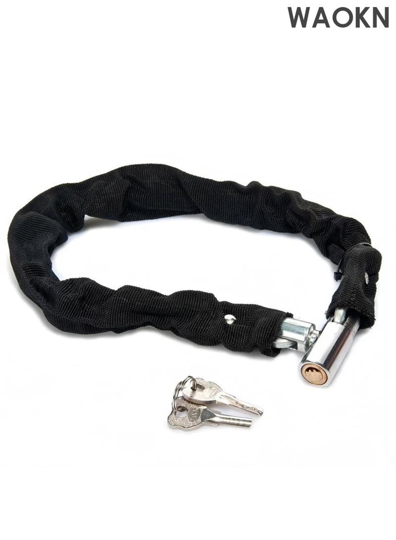 WAOKN Bike Locks Bicycle Chain Lock,Heavy Duty Anti Theft Chain Lock Hydraulic Shear With Two Keys,Versatile Chain Lock For Bicycles Motorcycles Stroller Gate Fences Scooter Skateboards , Black , long 105cm . - Image 1