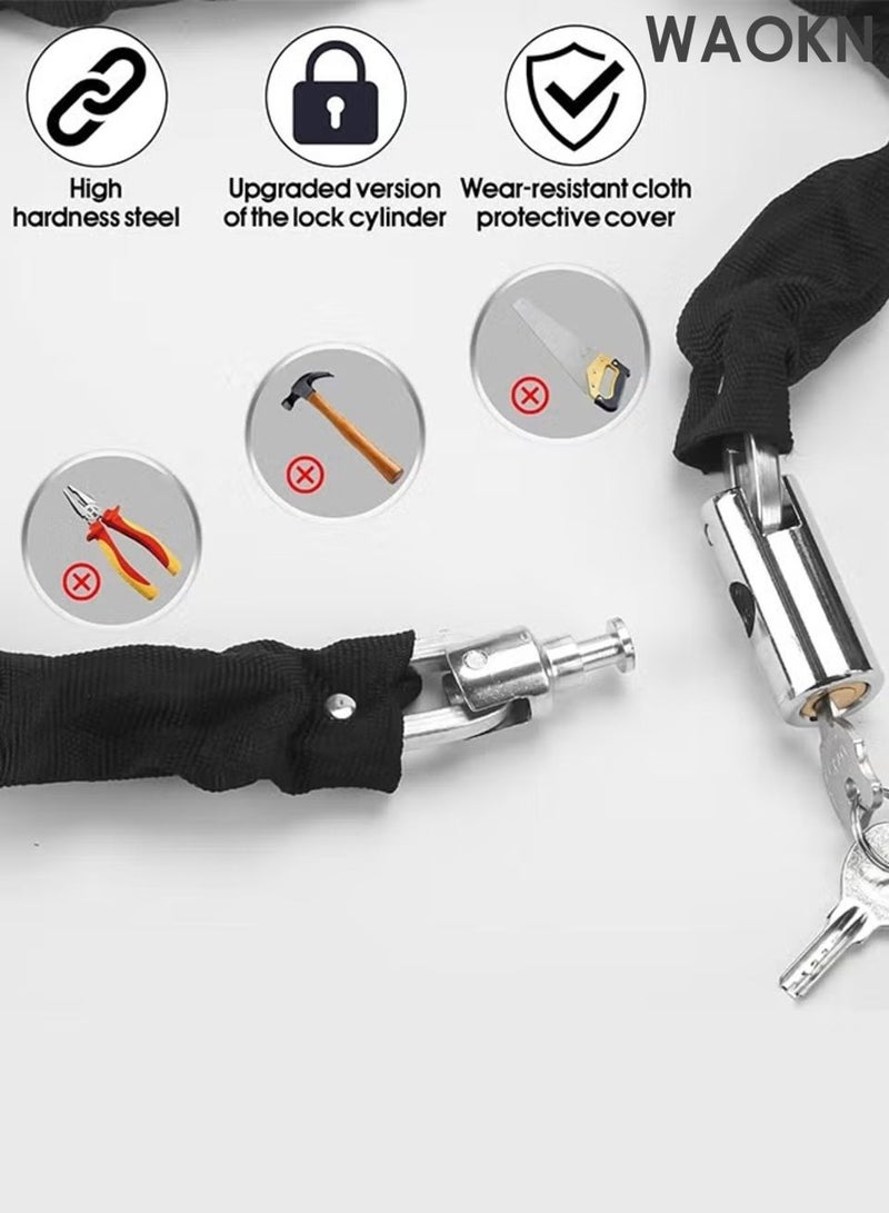WAOKN Bike Locks Bicycle Chain Lock,Heavy Duty Anti Theft Chain Lock Hydraulic Shear With Two Keys,Versatile Chain Lock For Bicycles Motorcycles Stroller Gate Fences Scooter Skateboards , Black , long 105cm . - Image 2
