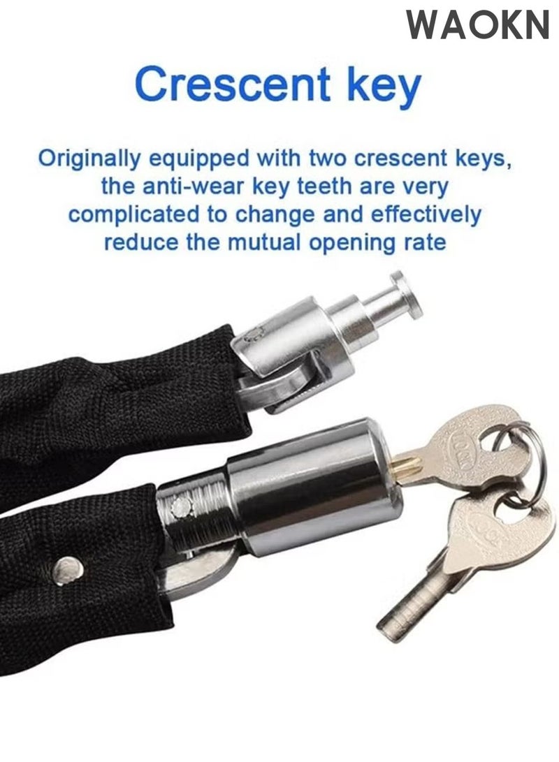 WAOKN Bike Locks Bicycle Chain Lock,Heavy Duty Anti Theft Chain Lock Hydraulic Shear With Two Keys,Versatile Chain Lock For Bicycles Motorcycles Stroller Gate Fences Scooter Skateboards , Black , long 105cm . - Image 3