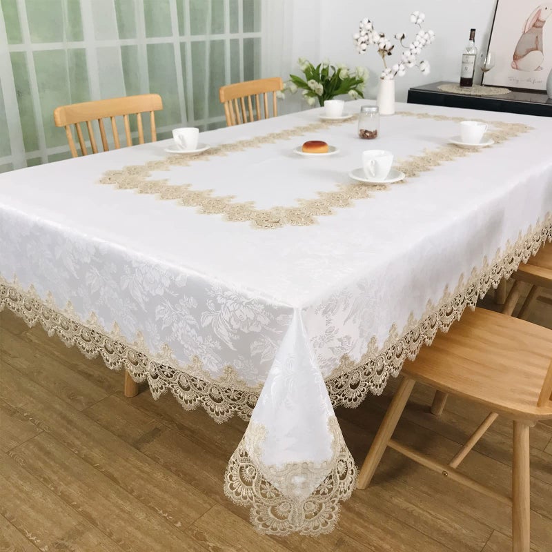 BrekSdat Tablecloths for Rectangle Tables Lace Elegant Decor for Dinning Home Holiday Party Kitchen Easter Christmas Wedding Farmhouse Outdoor Washable Table Linen H17191Beige1 72  144