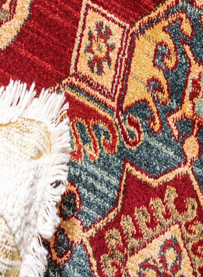 يونيك لوم سجادة ممر حمراء كلاسيكية هندسية تقليدية من مجموعة يونيك لوم ساهاند (2' 7 × 6' 7) - Image 4