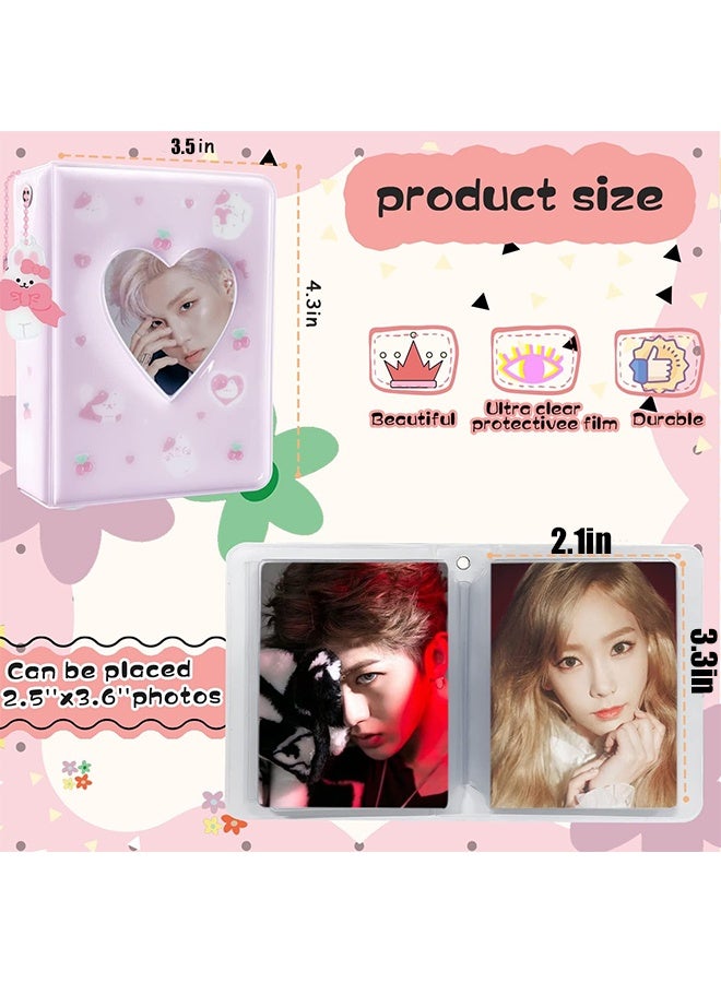 KANGLI 2PCS  Mini Photo Album Kpop with 128 Pockets, Photocard Binder Album Love Heart Hollow Design, Mini Photo Card Book Holder Super Kawaii Photocard Holder Binder for Business Card DIY Collection (Not Include Pendants) - Image 3