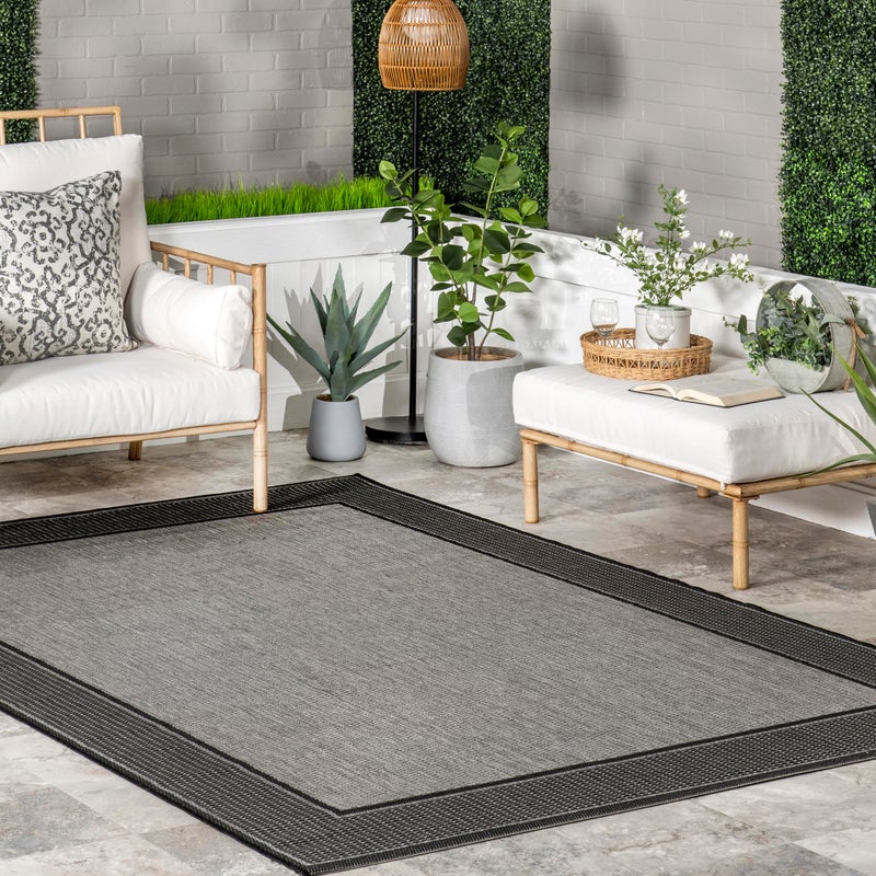 nuLOOM 5 x 8 Outdoor Performance Area Rug OEKOTEX Certified Weather Resistant High Traffic Patio Balcony Outside Gris Grey