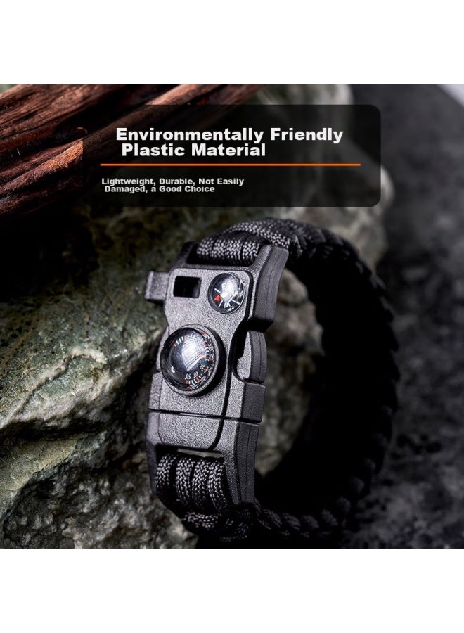 Suncojia Outdoor Multifunctional Bracelet, Survival Whistle, Fire Starter, Bracelet, Cord, Climbing Rope, Compass, Fire Stick - Image 2