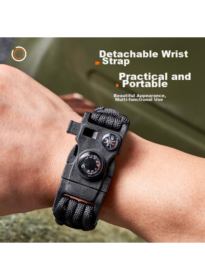 Suncojia Outdoor Multifunctional Bracelet, Survival Whistle, Fire Starter, Bracelet, Cord, Climbing Rope, Compass, Fire Stick - Image 1