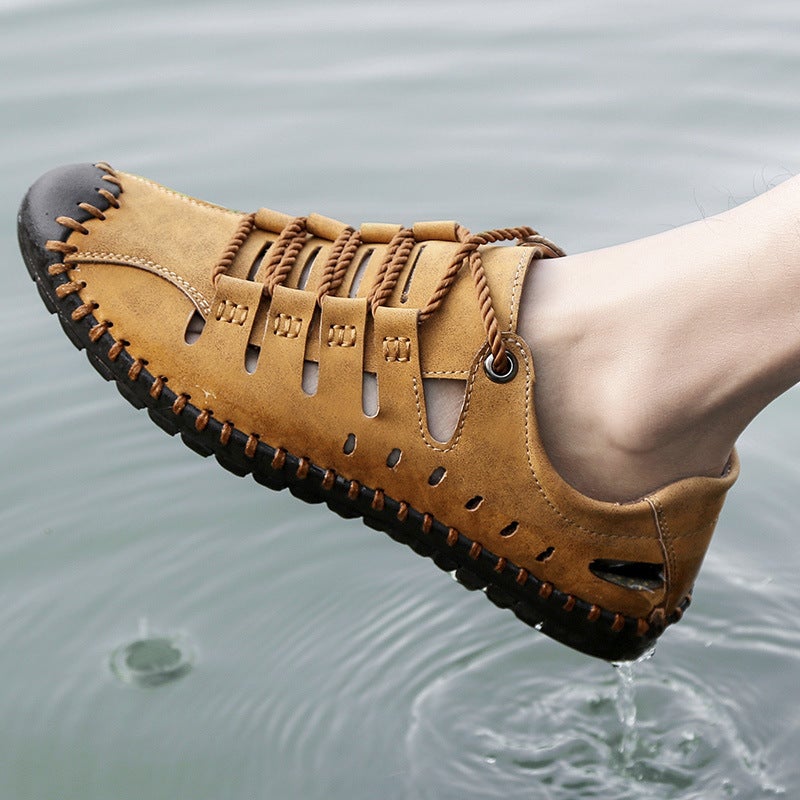 Men'S Sandals Men'S 2024 Summer Independent Station Baotou Cave Shoes Beach Shoes Casual Plus Size Leather Sandals Men - Image 2