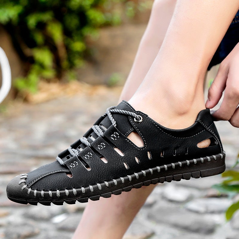 Men'S Sandals Men'S 2024 Summer Independent Station Baotou Cave Shoes Beach Shoes Casual Plus Size Leather Sandals Men - Image 1