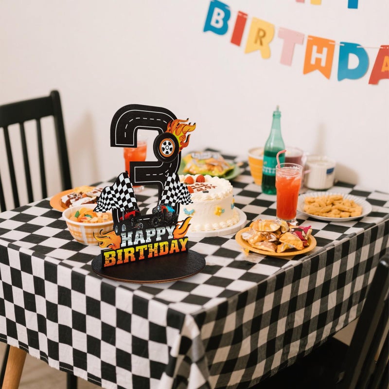 Lcoor Truck Birthday Number Sign Centerpiece, Truck Wooden Decoration Photo Props for Truck Birthday Decorations (3rd) - Image 4