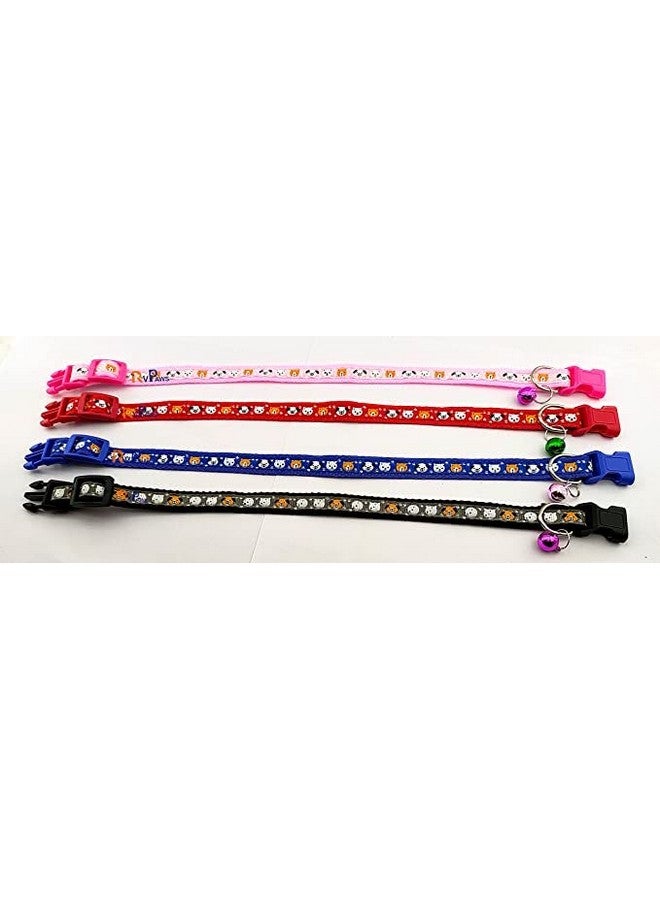 طوق نايلون آمن للحيوانات الأليفة مع أجراس بطول قابل للتعديل، طوق نايلون ناعم مطبوع للجراء والقطط (15 مم، أزرق) - Image 5