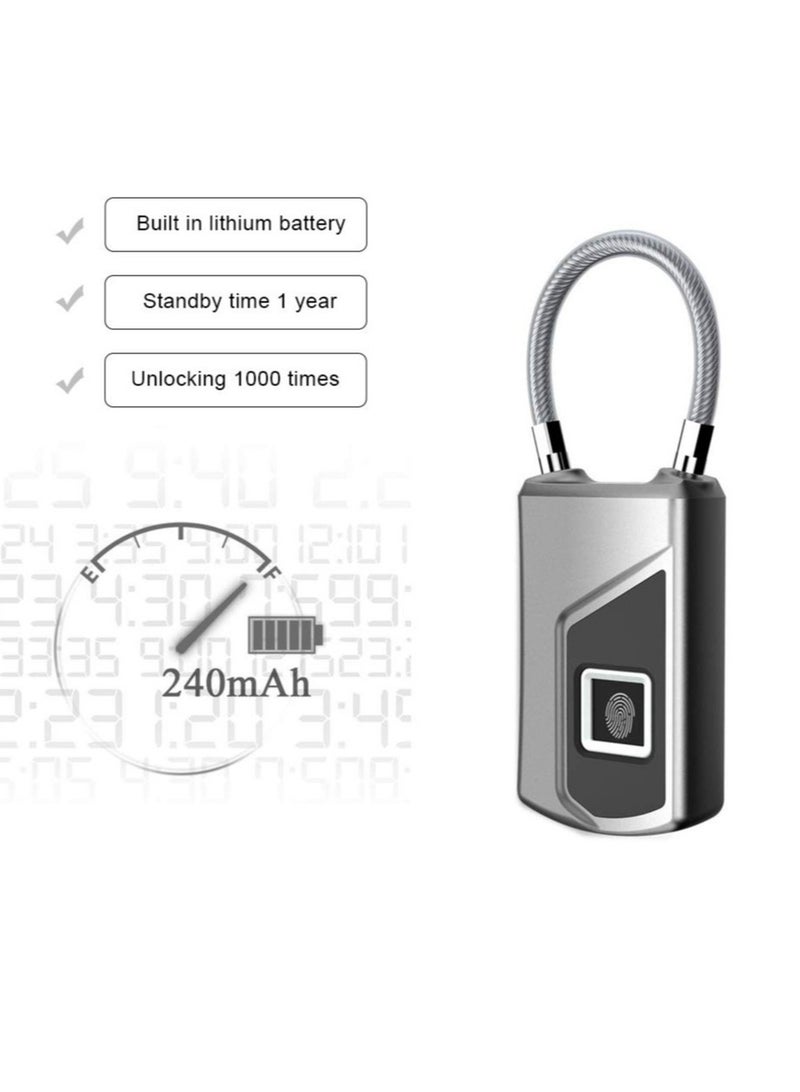 Excefore Fingerprint Padlock,Electronic Door Lock Fingerprint Recognition Smart Keyless Rechargeable Waterproof Security Antitheft Padlock for Backpack Suitcase Bicycle  - Image 4