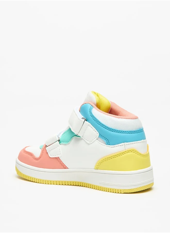 كابا Girls' Panelled High Top Sneakers with Hook and Loop Closure