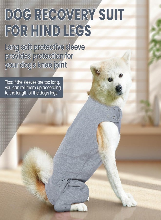 IDOMIK Dog Recovery Suit,Dog Leg Sleeve to Stop Licking Rear Legs,Thigh Wound Protective Sleeve,Male Female Pet Surgical Clothes,Doggy Surgical Suit with Pants Cover,Cone Collar Alternative,Grey,S - Image 4
