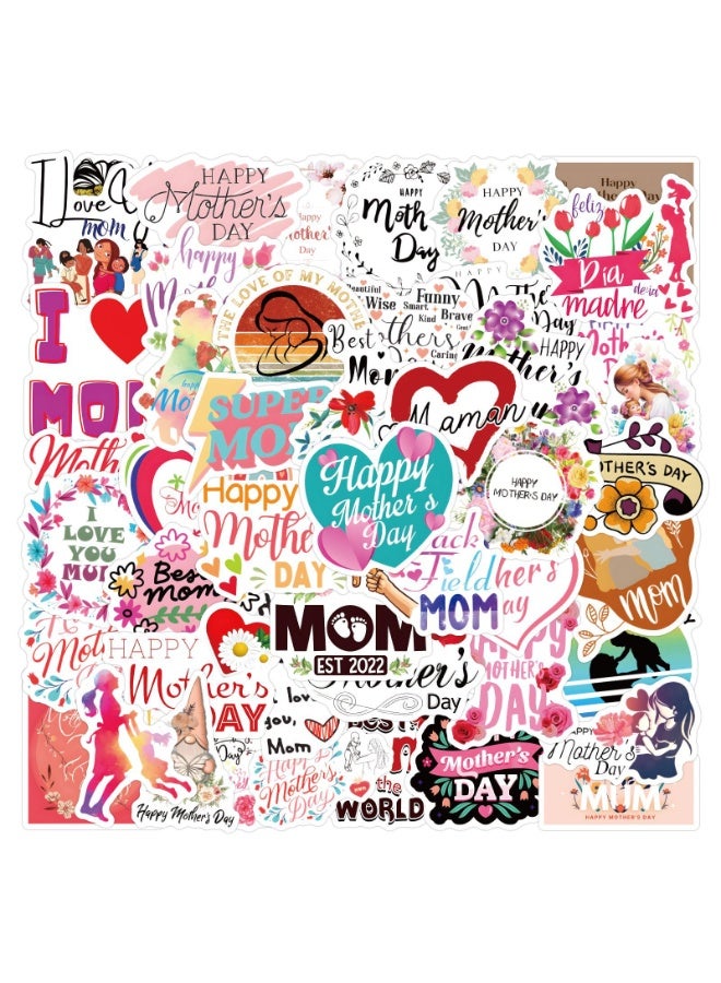 NIBEMINENT 55 Pcs Mother's Day Deco Kit Waterproof Stickers, High Definition Printing Bright Colors, Suitable for Laptop Skateboard Luggage Water Bottle Guitar DIY - Image 2