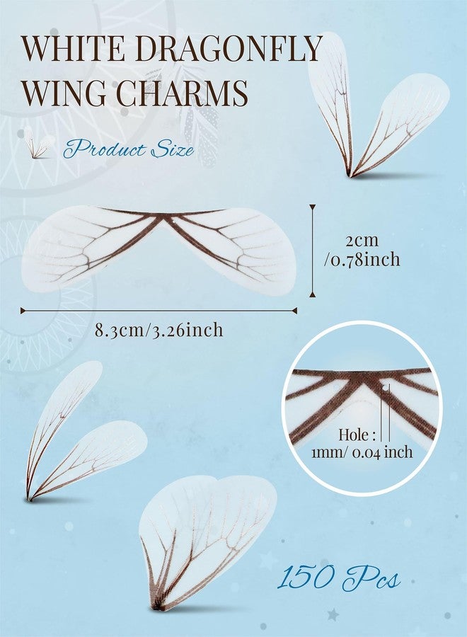 YETOOME 150 Pcs White Dragonfly Wing Charms for Flying Keys, Artificial Dragonfly Craft Earring Charms for Pendant DIY Jewelry Making Home Decoration - Image 2