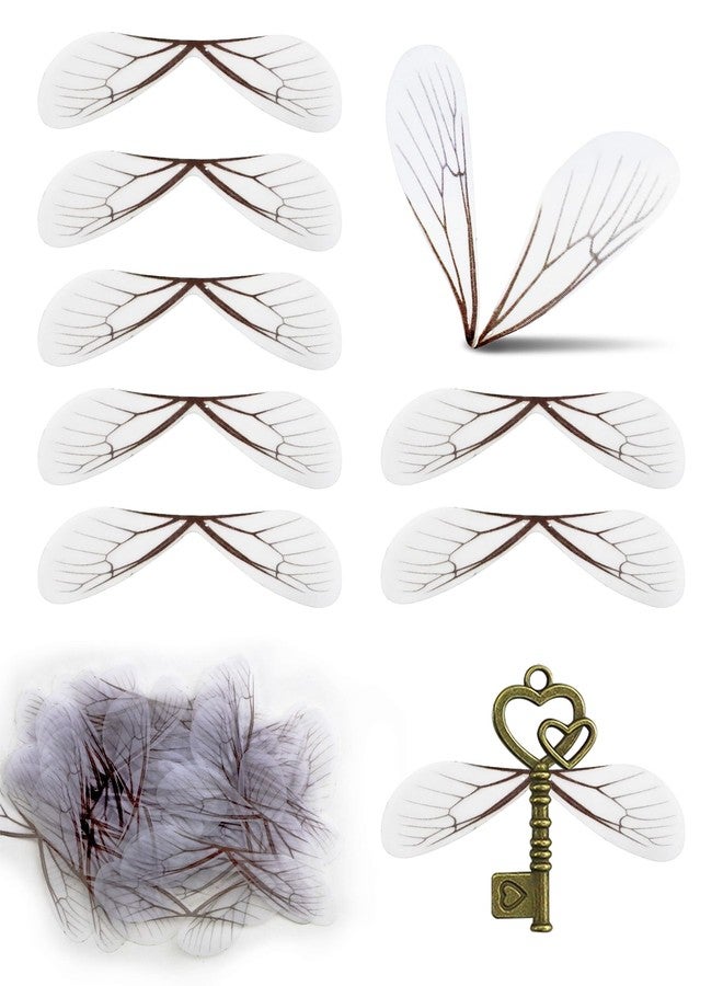 YETOOME 150 Pcs White Dragonfly Wing Charms for Flying Keys, Artificial Dragonfly Craft Earring Charms for Pendant DIY Jewelry Making Home Decoration - Image 1