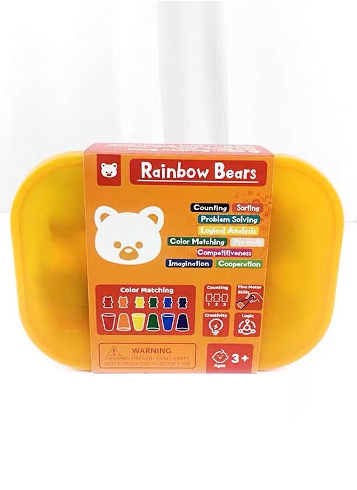 Hanayo - 71pcs Rainbow Counting Bears Set with Storage Bag, Matching Sorting Cups, Bear Counters and Dice Math Toddler Games - Image 1