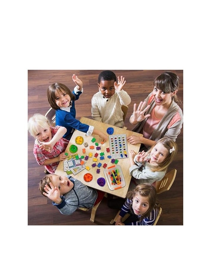 Hanayo - 71pcs Rainbow Counting Bears Set with Storage Bag, Matching Sorting Cups, Bear Counters and Dice Math Toddler Games - Image 1