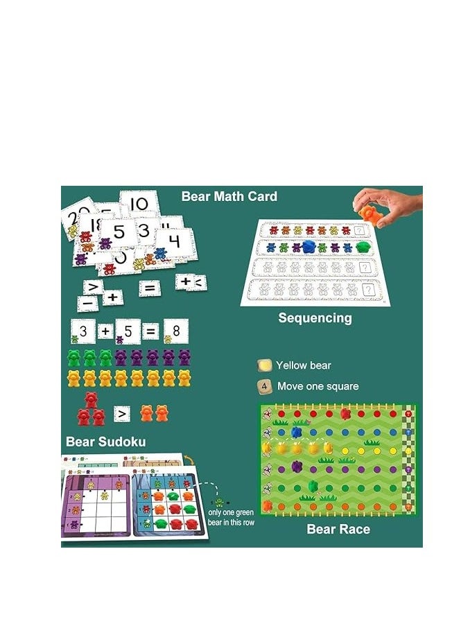 Hanayo - 71pcs Rainbow Counting Bears Set with Storage Bag, Matching Sorting Cups, Bear Counters and Dice Math Toddler Games - Image 1