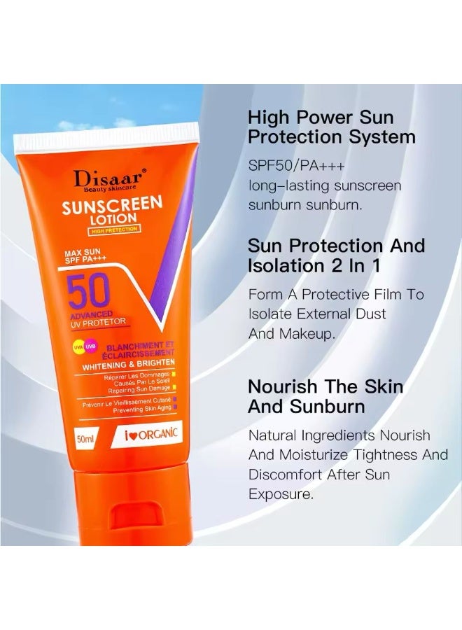 Disaar Organic Sunblock Spf 50 Sunscreen Hydrating Whitening Sun Face Cream For UV Protection - Image 5