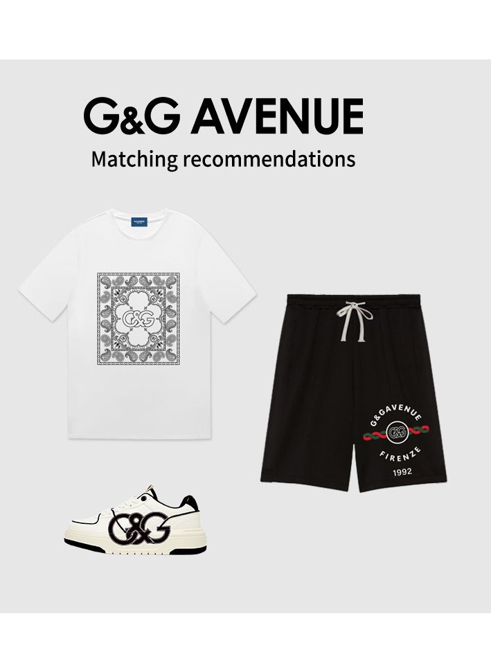 G&G AVENUE - Heavy cotton fabric Unisex solid color round neck T-shirt with Oversized and fashionable brand cotton short sleeves - Image 1