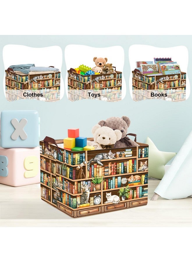 Clastyle Cat Book Shelf Basket for Reading Room Collapsible Toy Gift Kid Storage Basket Baby Clothes Organizer Nursery Bin - Image 5