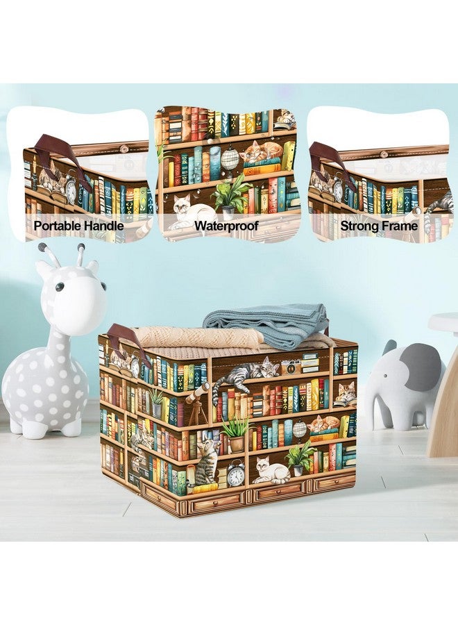 Clastyle Cat Book Shelf Basket for Reading Room Collapsible Toy Gift Kid Storage Basket Baby Clothes Organizer Nursery Bin - Image 4