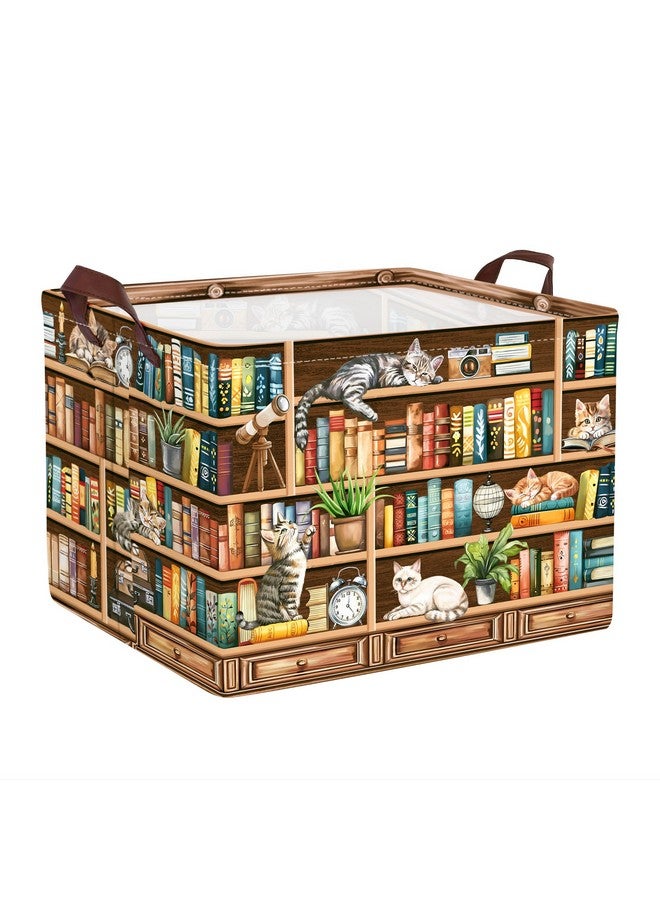 Clastyle Cat Book Shelf Basket for Reading Room Collapsible Toy Gift Kid Storage Basket Baby Clothes Organizer Nursery Bin - Image 1