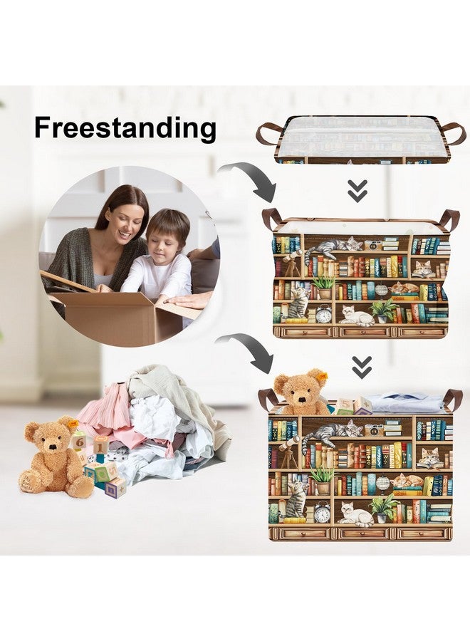 Clastyle Cat Book Shelf Basket for Reading Room Collapsible Toy Gift Kid Storage Basket Baby Clothes Organizer Nursery Bin - Image 3