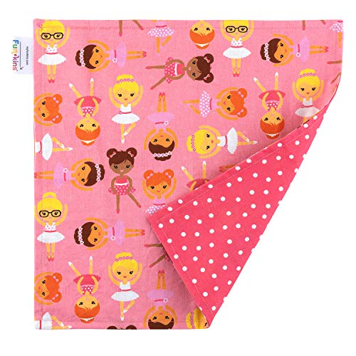 FUN KINS Funkins Reusable Cloth Napkins for Kids | 12”x12”, 2-Ply, Thick, Absorbent, Durable | Machine Washable | Name Tag | Soft Cotton Fabric | Great for School Lunchboxes | Set of 2 Napkins (Ballerinas) - Image 3