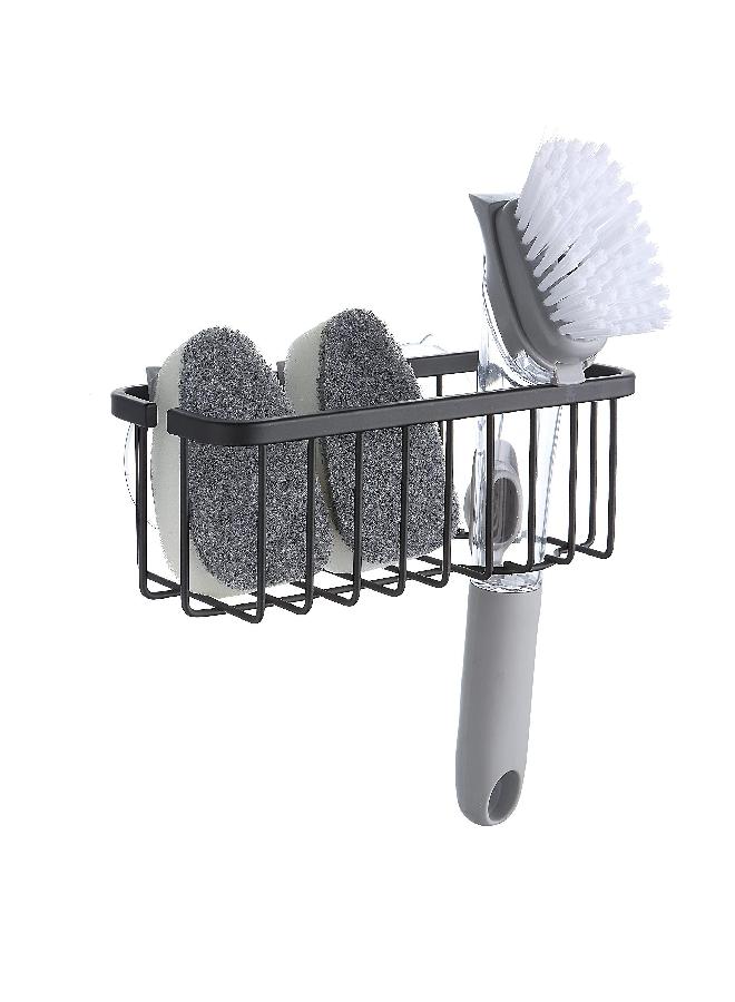 SunnyPoint NeverRust Deluxe Kitchen Sink Suction Holder for Sponges, Scrubbers, Soap, Kitchen, Bathroom, 304 Stainless Steel (Mat Black, 7.4 x 3.3 x 2.75 Inch)(Sponge & Brush NOT Included) - Image 1