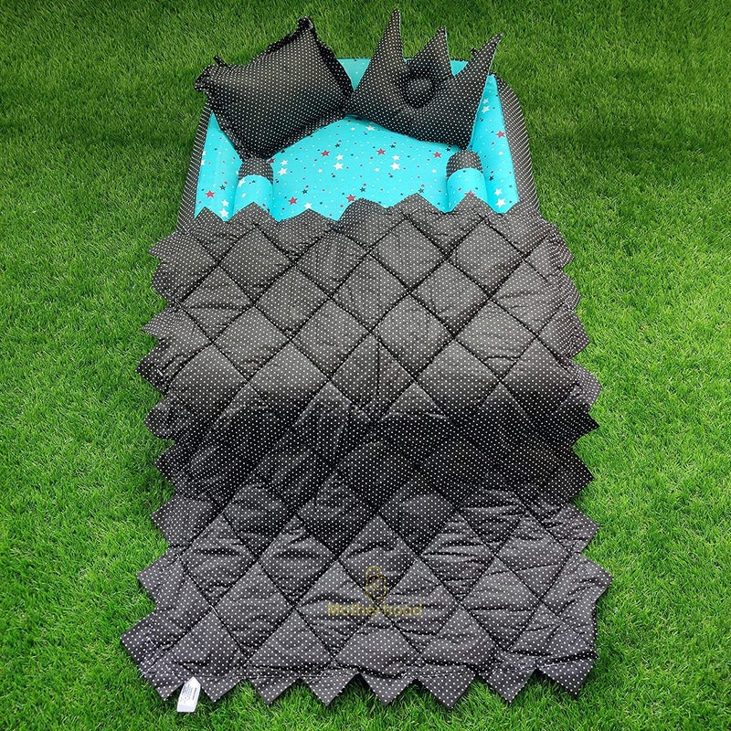 MOTHERHOOD MOTHERHOOD 1 Box Baby Tub Bed with 1 Baby Cradle Hammock 1 Large Baby Blanket 1 Baby Mattress and 4 pc Baby Pillow Luxury Baby Mattress Bed Sleeper Bedding Set coSleeper Sky D - Image 3
