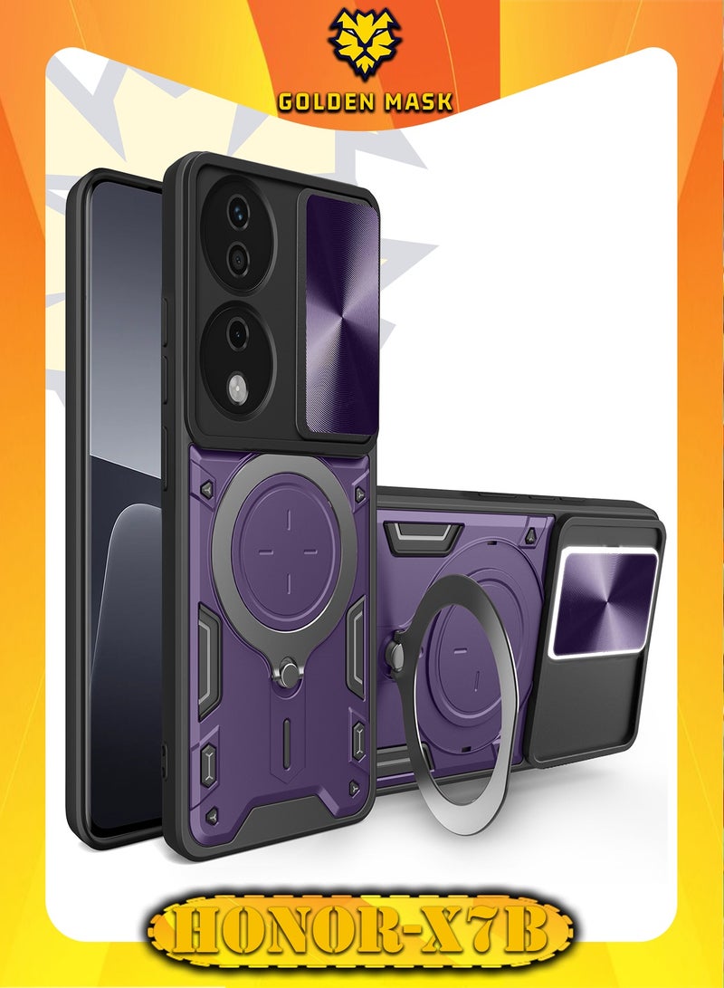 GOLDEN MASK For Honor X7b Armored Camera Shield Cover Camera Lend Protection, Built-in 360° (Purple)