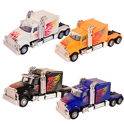 WireScorts Die Cast Truck Toy with Light & Sound, Pull Back Transport Truck, Die Cast Metal Truck for Kids, Multi Color, for Kids 3+ Years - Image 1