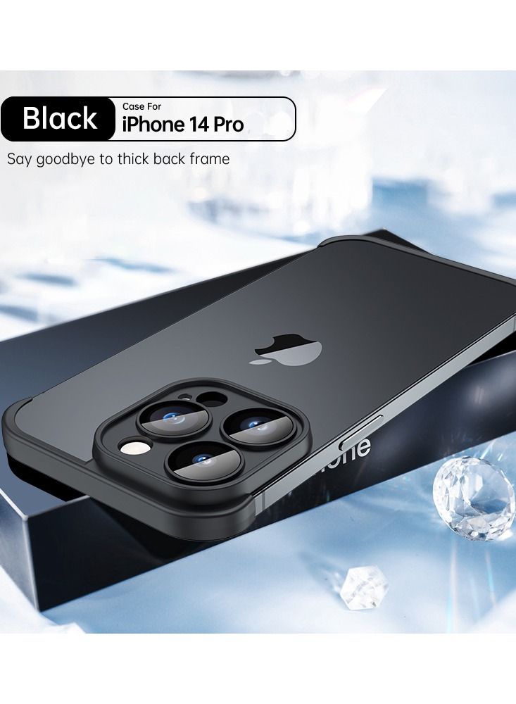 Techie Set Bare Corners Pad +Glass Lens Protector Shockproof Cover for iPhone 14 Pro – Black - Image 1