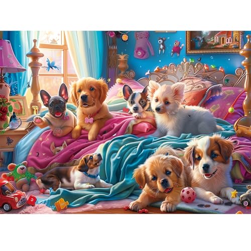 WSCXSC 500 Pieces Puzzle for Adults Puzzle Dog Room Jigsaw Puzzle 500 Pieces Recycled Cardboard Jigsaw Puzzles for Adults Family Challenging Game Home Decor Gift Toy for Teens Seniors 205 15 inch - Image 1