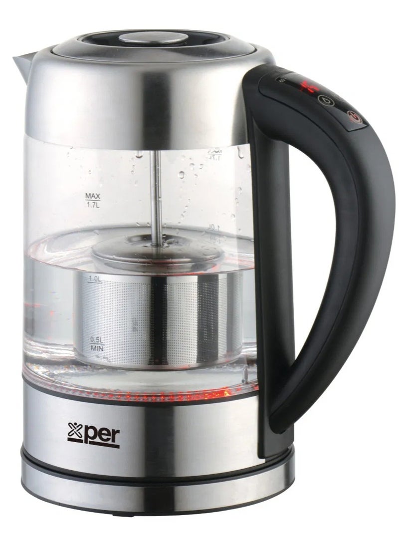 XPER Xper Glass Kettle, with Filter, 2200 Watts, 1.7 Liters - XPKDF-GM23  - Image 1