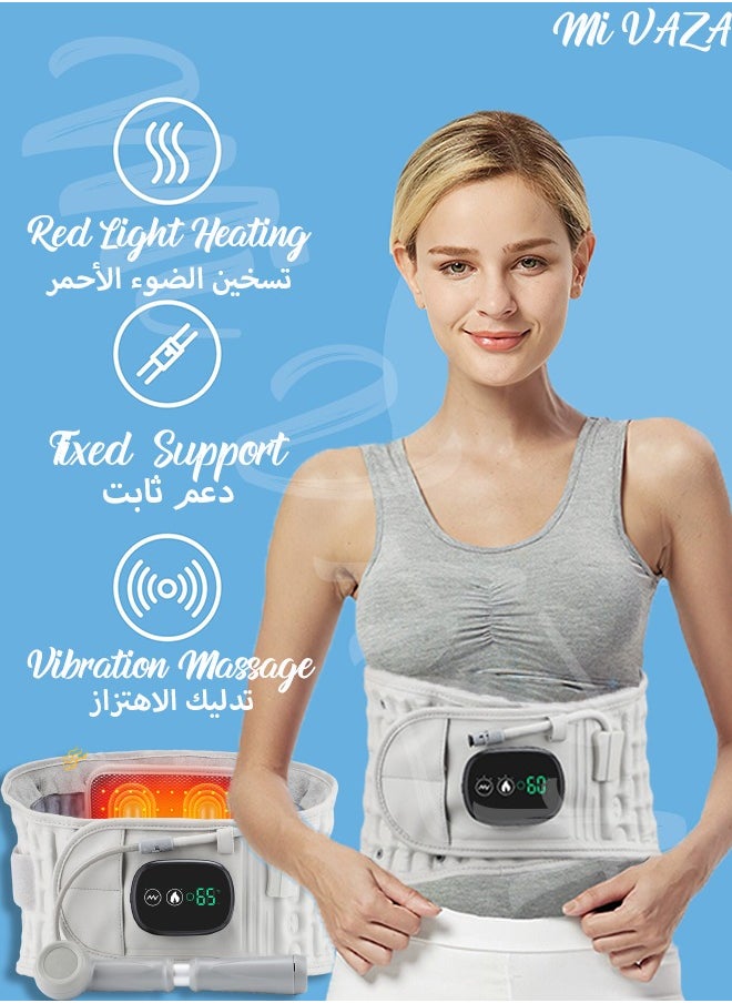 مي فازا حزام تدليك الظهر الساخن القابل للنفخ مع الاهتزاز والجر والاسترخاء، ويخفف مشاكل الظهر، وتصلب العضلات، والألم، مثالي لآلام أسفل الظهر  - Image 2