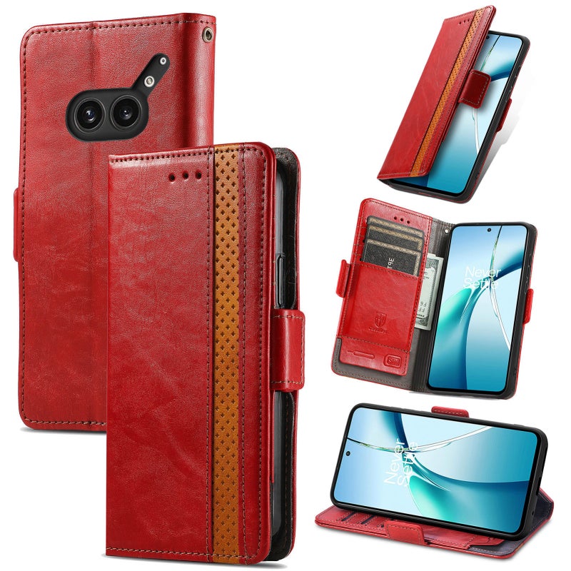 HuHa Protective Cover For Nothing Phone 2a Plus CaseNeo Splicing Dual Magnetic Buckle Leather Phone Case(Red) - Image 1