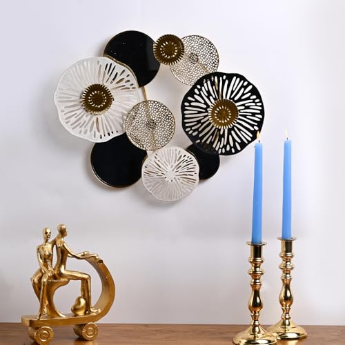 MARKET 99 Golden Color Wall Plaque Round Shape with Glossy Surface | Plane Design Decorative Wall Art for Home, Living Room, Office, Café & Restaurant | Modern Wall Hanging Decoration Piece - Image 1