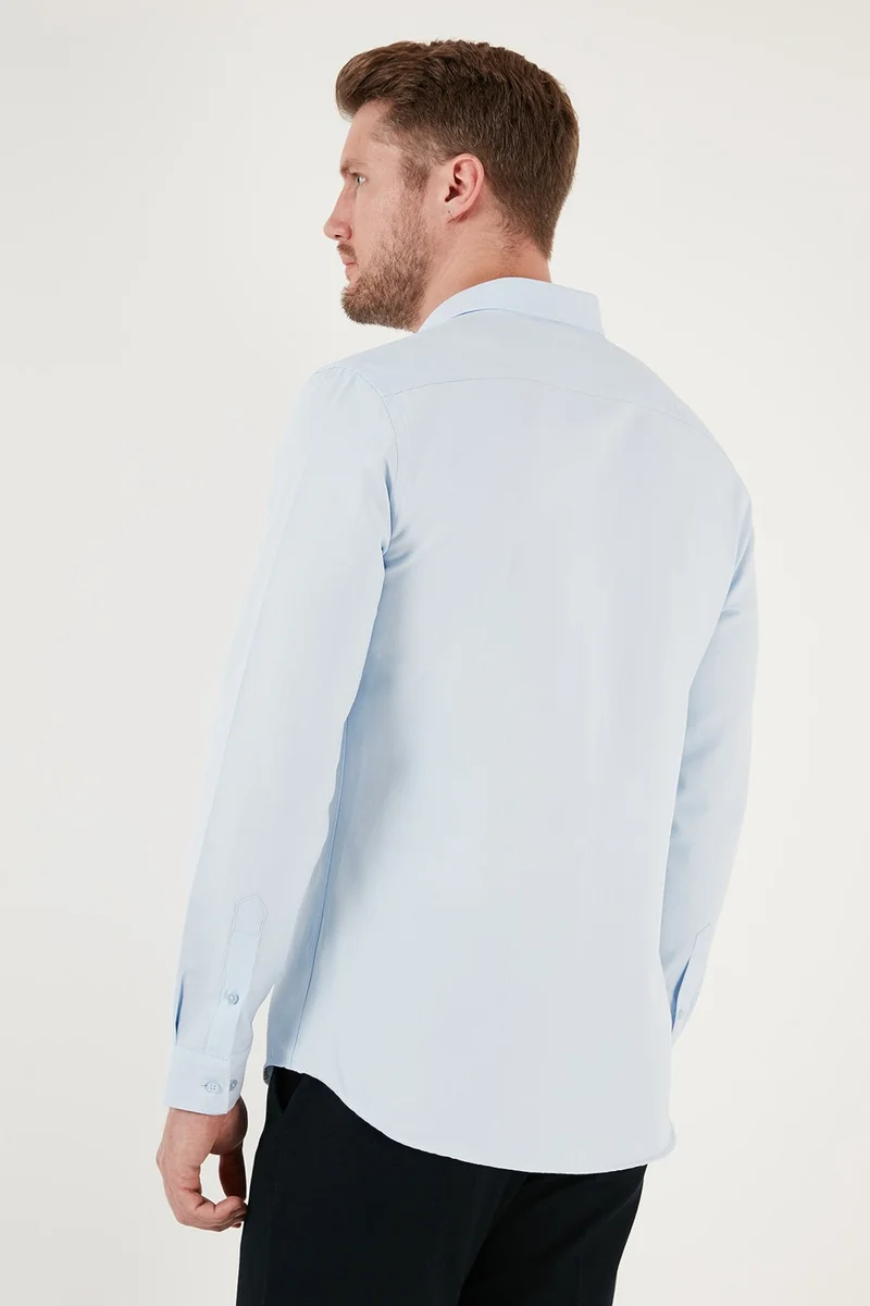 بوراتي Cotton Blend Long Sleeve Button Collar Slim Fit Shirt Men's Shirt CF23S7498