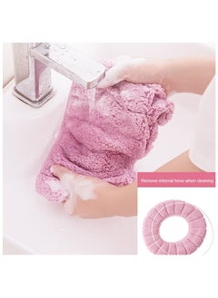 THE PACK Bathroom Soft Thicker Universal Warmer Stretchable Washable Cloth Toilet Seat Cover Pads (PINK)  - Image 5