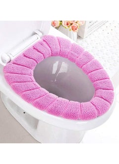 THE PACK Bathroom Soft Thicker Universal Warmer Stretchable Washable Cloth Toilet Seat Cover Pads (PINK)  - Image 4