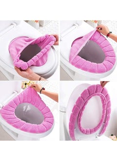 THE PACK Bathroom Soft Thicker Universal Warmer Stretchable Washable Cloth Toilet Seat Cover Pads (PINK)  - Image 3